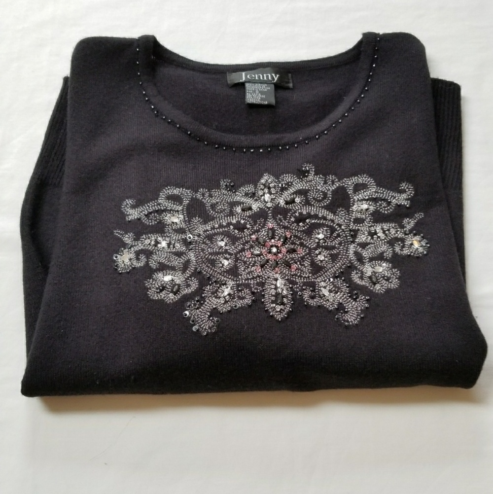 Jenny black embellished long-sleeve sweater - Picture 7 of 11